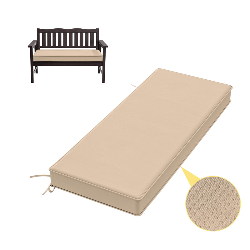 Coussin de banc antidérapant de 3 po d'épaisseur pour une utilisation intérieure et extérieure, Sable, l 45 po x P 18 po