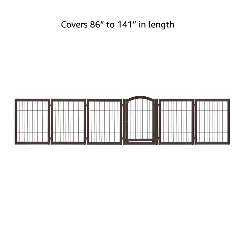 Serra Wire Pet Free Standing Gate with Two Pairs of Support Feet, Espresso