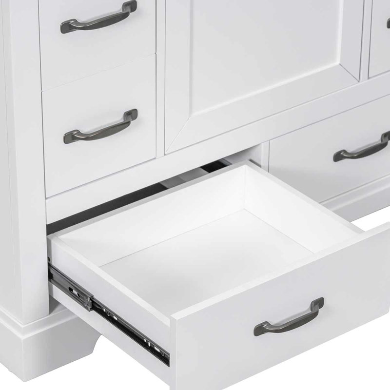 Meuble-lavabo simple 36 po avec plateau en céramique Ricardas, Blanc