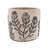 Set Of 4 4.3X4.3X4" Gray Sand And Cement Planters With Brown Botanical Motifs