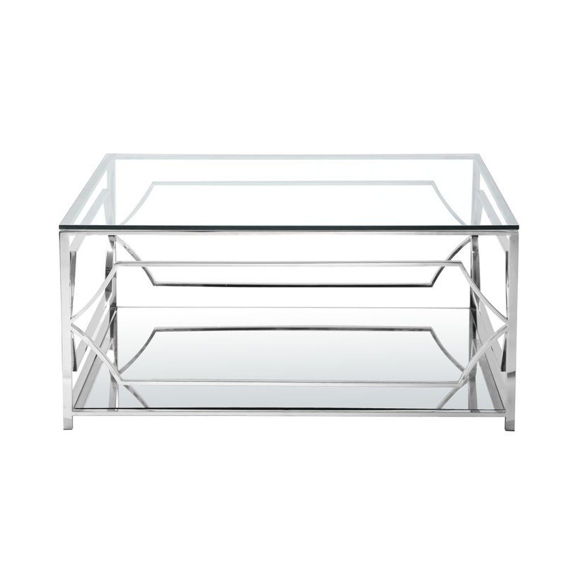 Edward Coffee Table, High Polish Steel