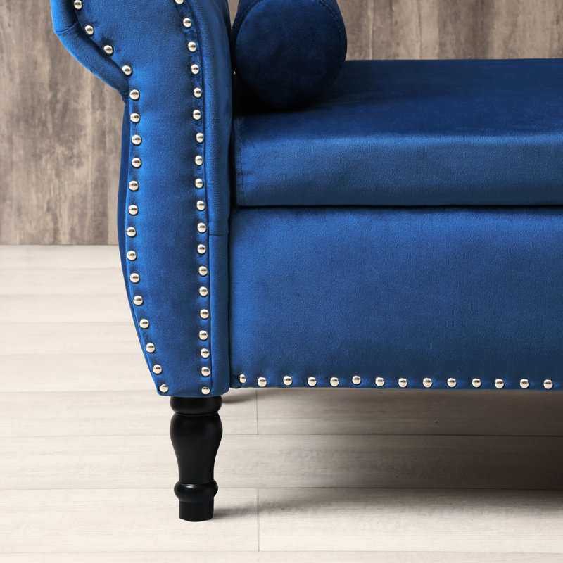 63 po en velours bleu multifonctionnel 63 - Rangez des coussins, des vêtements polyvalents pour les espaces de vie, un banc confortable, différentes pièces, des couvertures élégantes