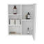 Armoire à pharmacie murale à miroir avec une porte et quatre compartiments ouverts