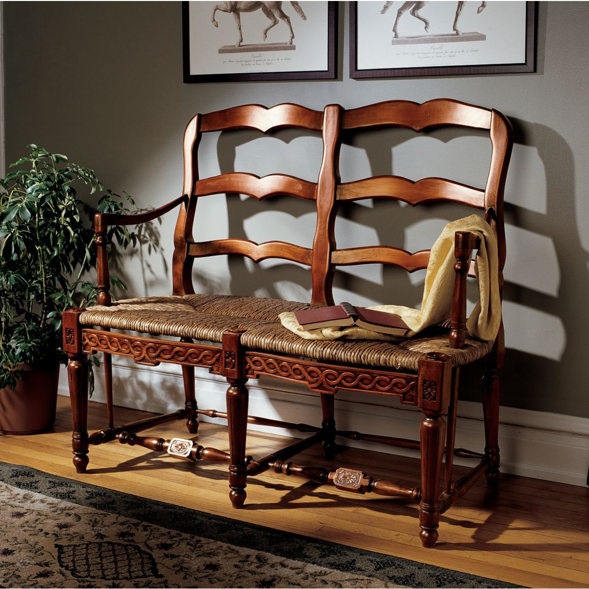 Design Toscano French Provincial Ladderback Settee & Reviews | Wayfair