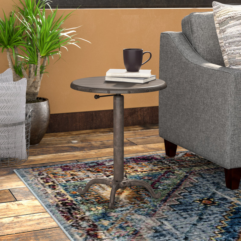 Elegant Gray 18" Adjustable Industrial Side Table with Claw Foot Base