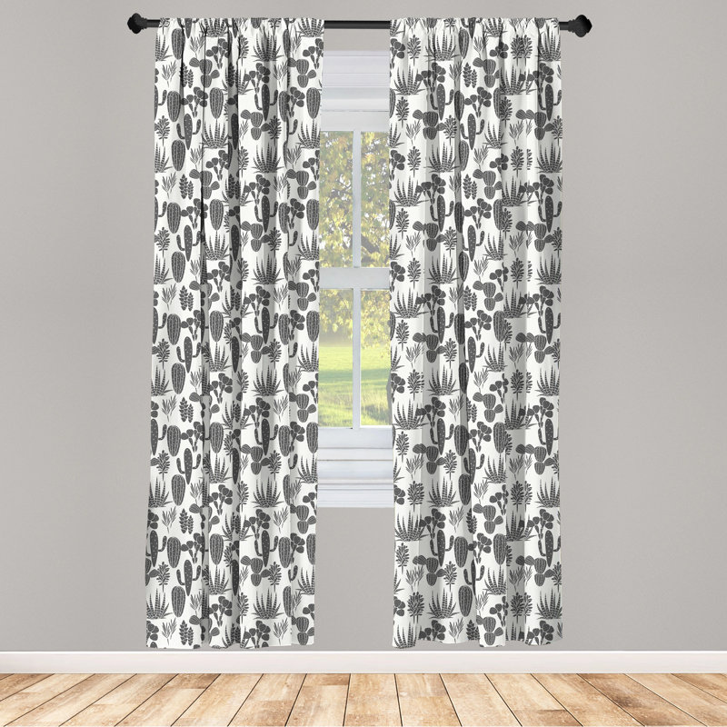 Paire de rideaux semi-transparents avec passe-tringle Cactus, 28 po x 63 po