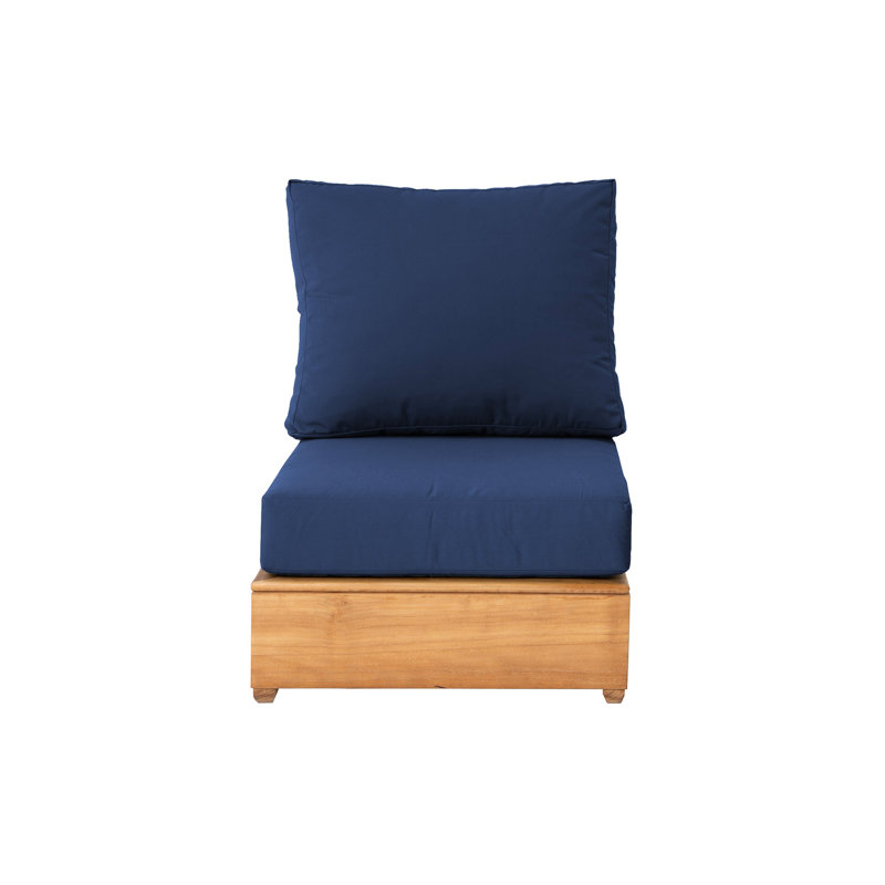 Arrihanna Outdoor Teak Armless Lounge Chair, Navy