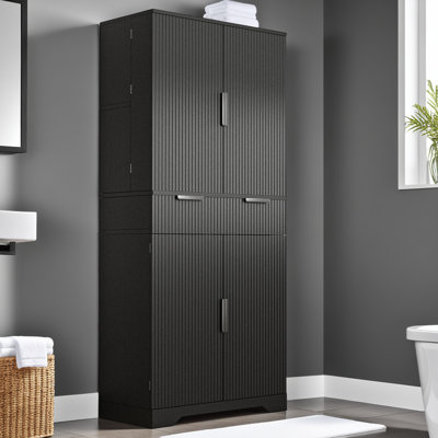 Freestanding Kitchen Pantry Cabinet with 3 Slide-Out Drawers & Adjustable Door Shelves? by Lark Manor