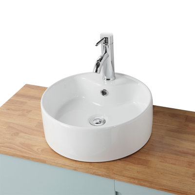 Bathroom Vessel Sink 15.7" X 5.7" Round Bowl Sink