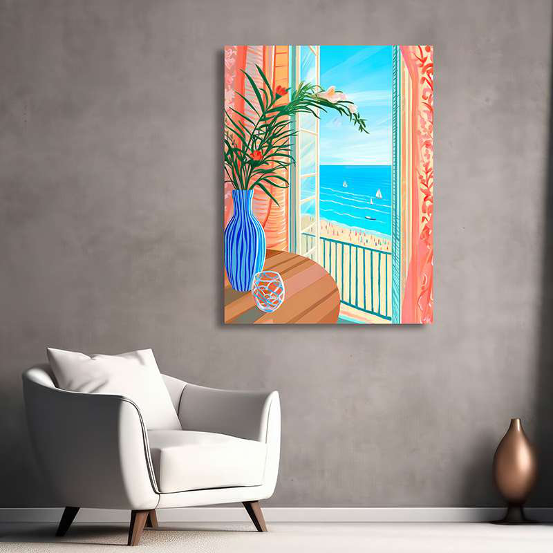 Window With A View, St. Tropez by Hernan Navarro - Wrapped Canvas Print, 100cm H x 70cm W