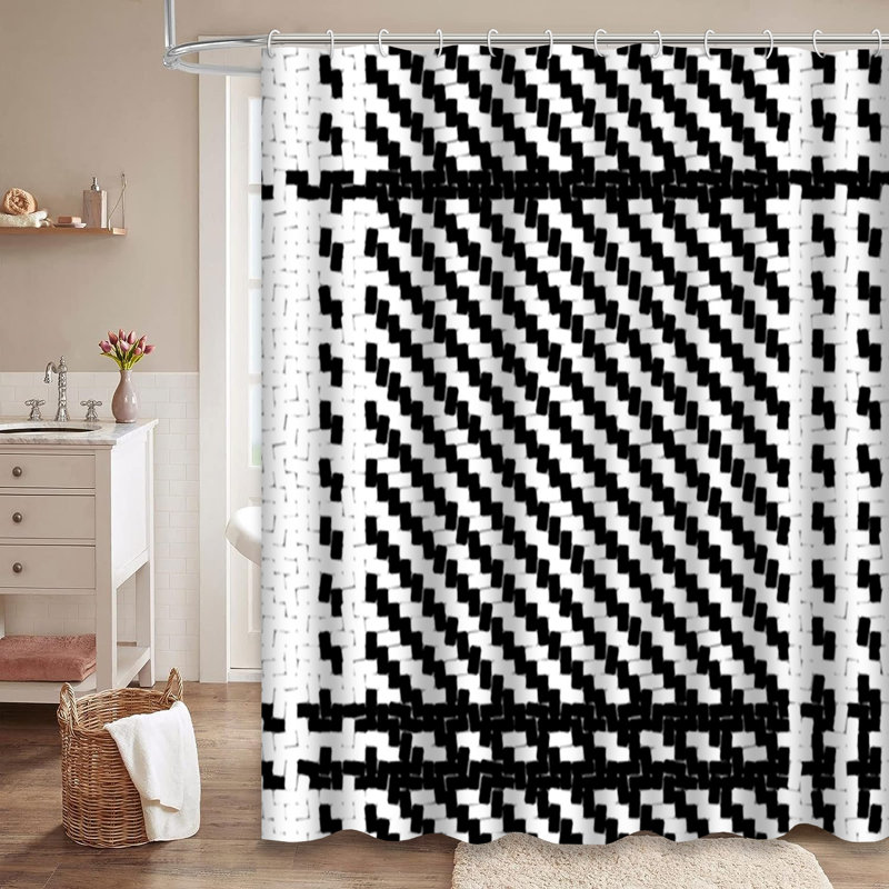 Black White Buffalo Lumberjack Plaid Shower Curtain with 12 Hooks, L 72 po x l 72 po