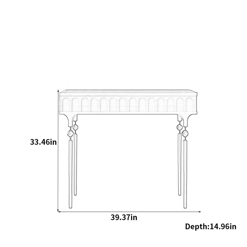 Table d'entrée de luxe minimaliste de style français, Brun / or