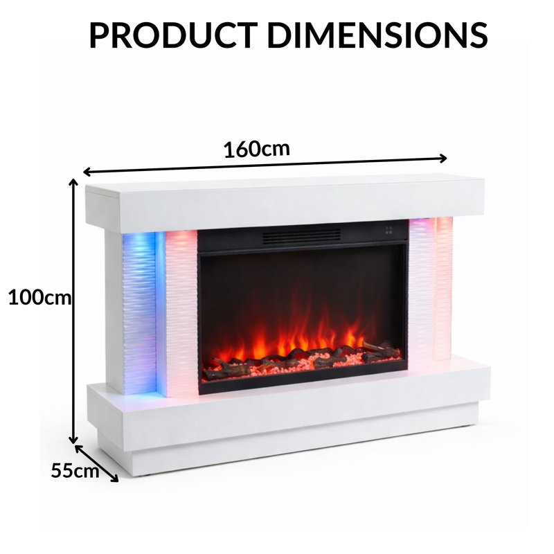 Belfry Heating 160cm W White Electric Fireplace