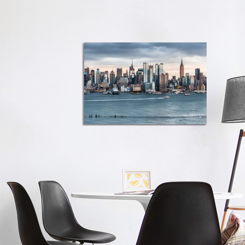 Manhattan Skyline Along The Hudson River, New York City, Usa by Jan Becke - Wrapped Canvas Print