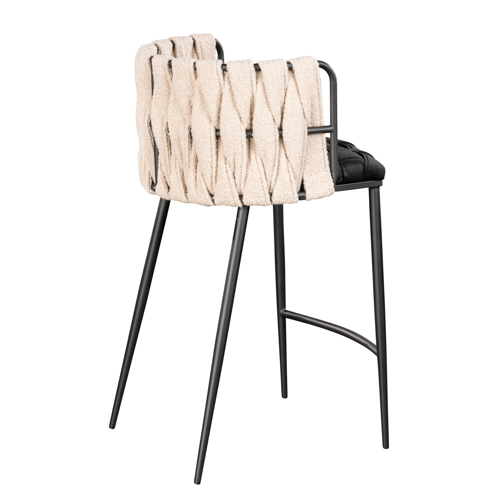 Tyrone 27" Bar Stool, White/Black, Black