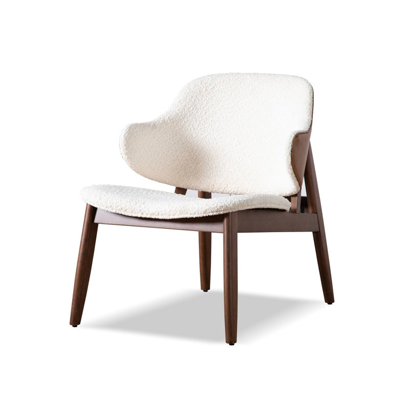 Chaise d'appoint Mid-Century moderne 23,4 po, noyer