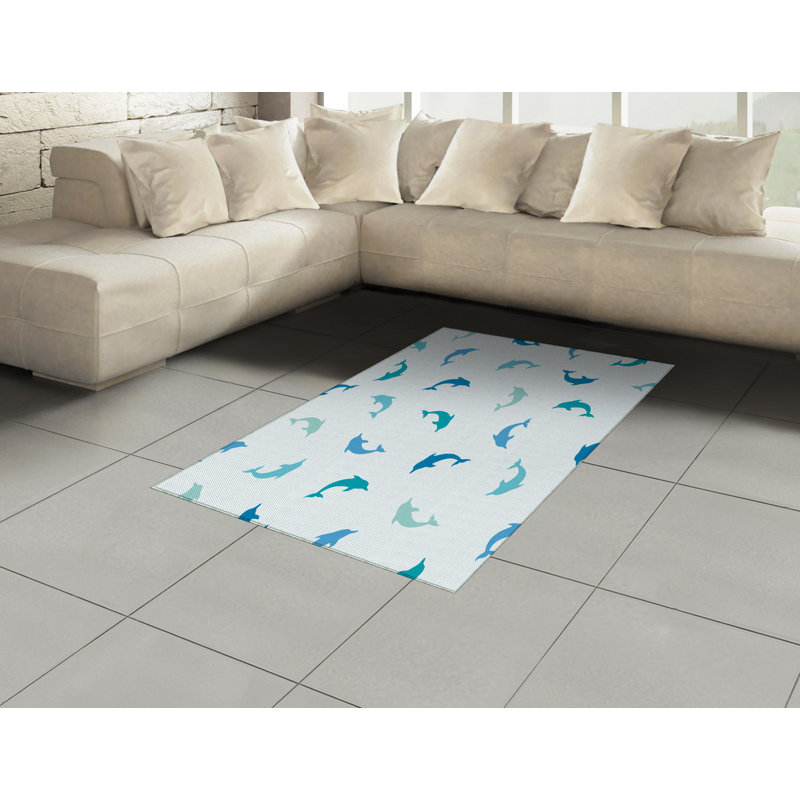 Tapis décoratif à longues fibres en polyester à haute densité turquoise, Rectangle— 4 pi x 5 pi 8 po
