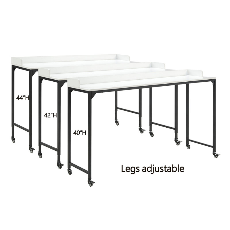 Multipurpose Over The Bed Desk With Adjustable Height, Metal Legs With Casters, Overbed Table 1Pc, Laptop Table For Bed, Breakfast Table