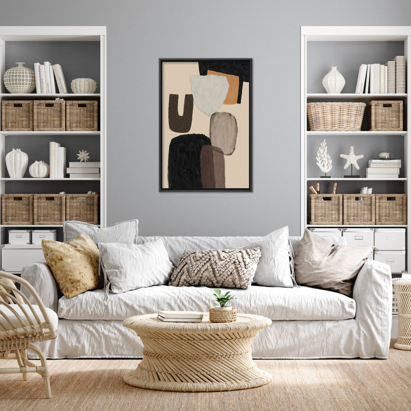Ethereal Opulence: Luxurious Abstract Symphony en brun, noir et beige par Dan Hobjour, H 30 po x l 24 po