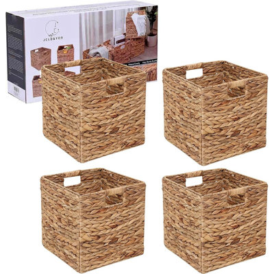 Foldable Handwoven Storage Cubes – Wicker Cube Baskets And Laundry Organizer Totes For Home –