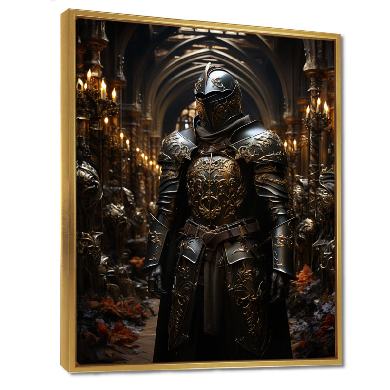 Armures médiévales, art mural encadré militaire 2, Cadre flottant doré, H 32 po x l 24 po x P 1 po