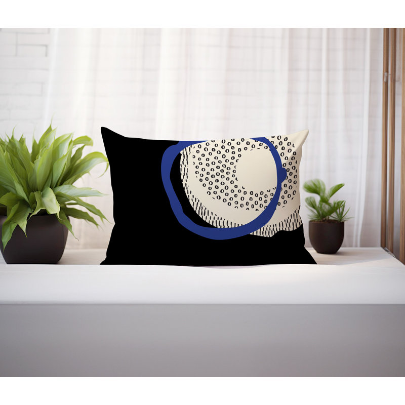 Coussin lombaire réversible intérieur / extérieur Vikka, H 14 po x l 20 po, Bleu marine / noir / blanc cassé