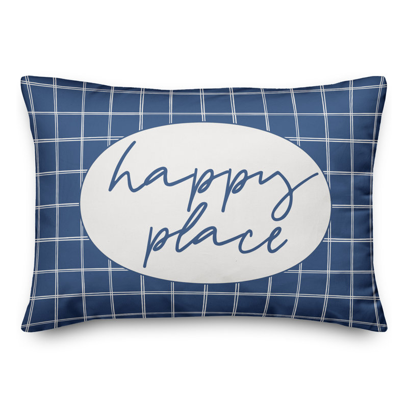  Housse de coussin rectangulaire et insert Happy Place, Bleu