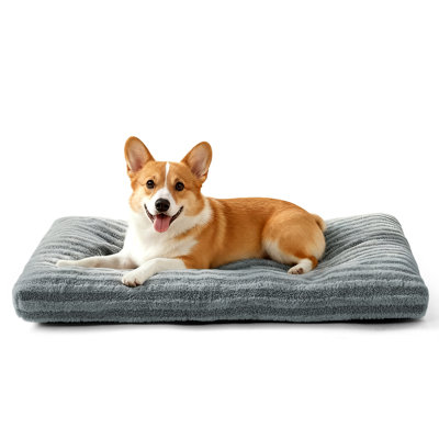 Pet Bed, Anti-Anxiety Dog & Cat Bed, Fluffy Mattress with Non-Slip Bottom, Washable & Comfortable Dog Mat for Floor or Crate, Gray