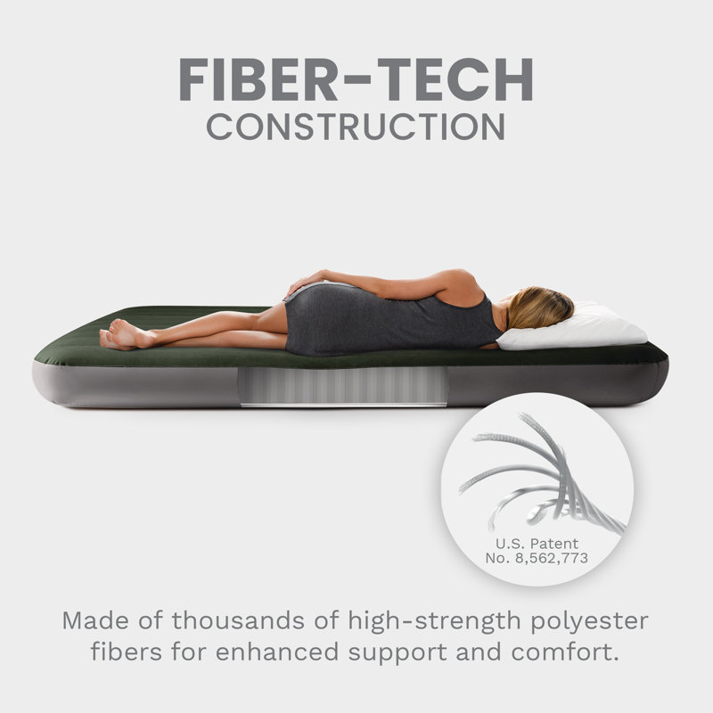 Intex: Dura-Beam: Prestige Downy Airbed - Queen - Vert, matelas gonflable gonflable 10 po, Fibre-Tech, Surface veloutée, intérieur-extérieur, capuchon 600 lb, 64109E