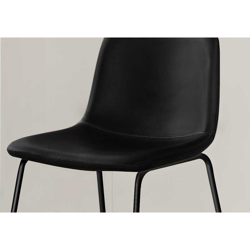 Chaise de bureau, hauteur de bar, debout, bureau d'ordinateur, bureau, aspect cuir noir, métal noir, contemporain, moderne