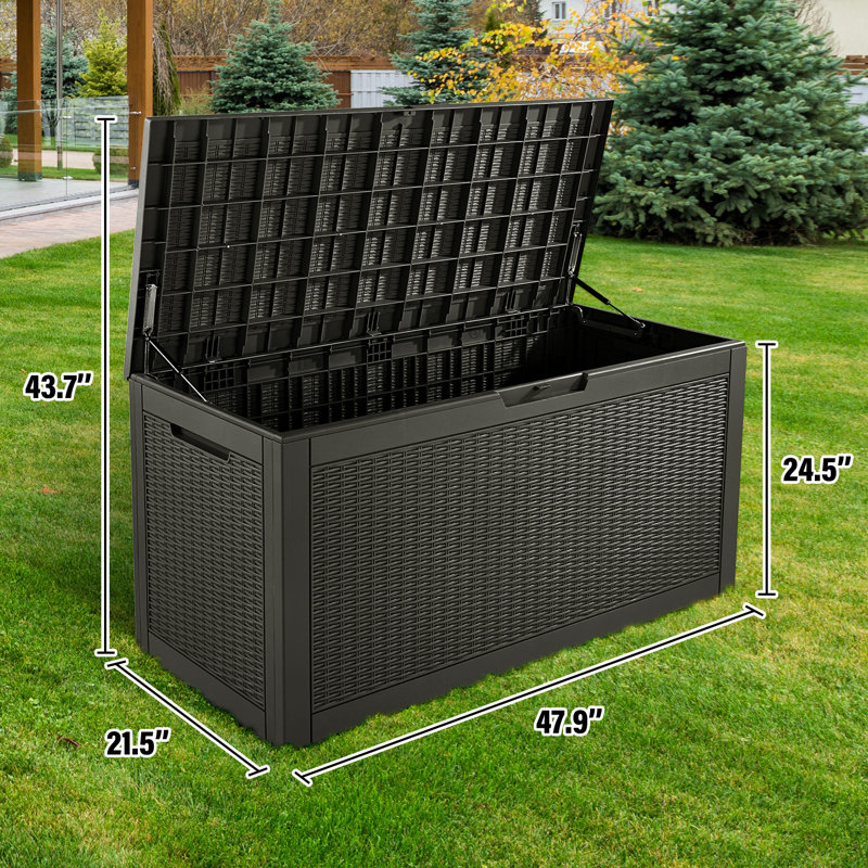 Black 100 Gallon Resin Lockable Outdoor Storage Deck Box