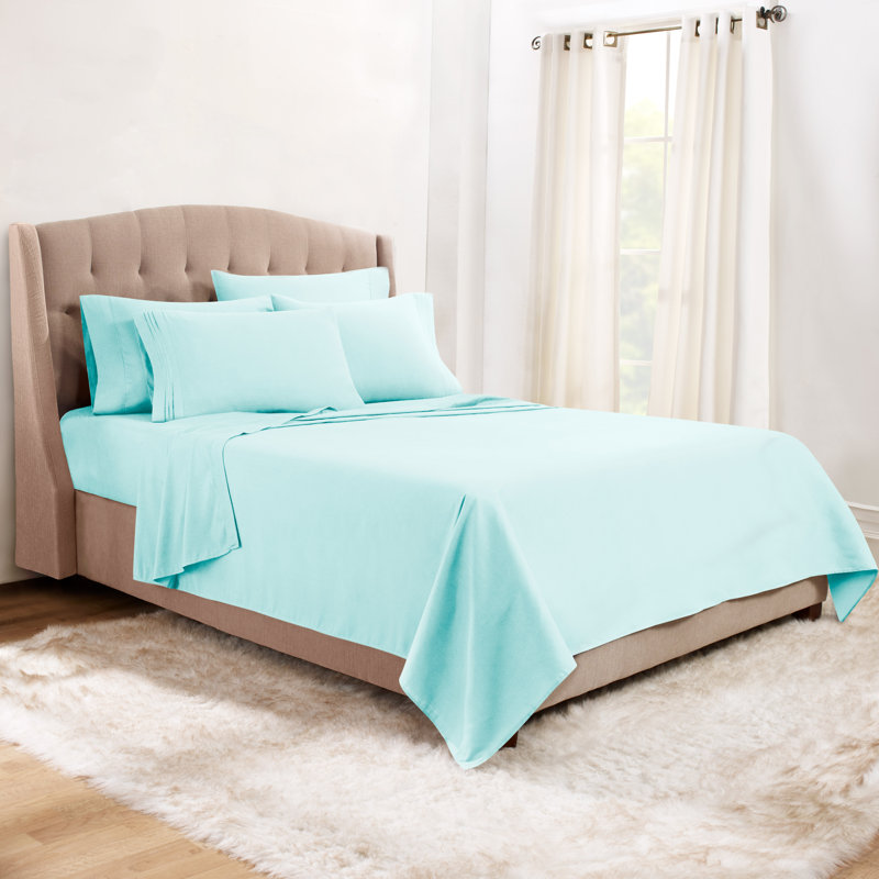 Microfiber Sheet Set, Twin Sheet Set + 1 Fitted Sheet + 3 Pillowcases, Aqua Blue