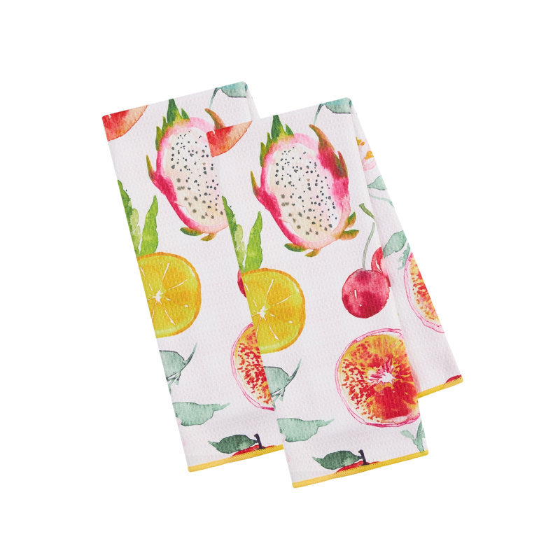 Printed Microfiber Dishtowel Set/2, Bright Blooms