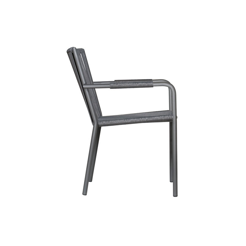 Archipelago Dark Gray Pebble Weave Outdoor Dining Armchair