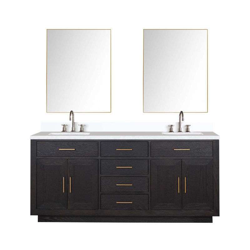 Ensemble de meuble-lavabo double avec robinet et miroirs