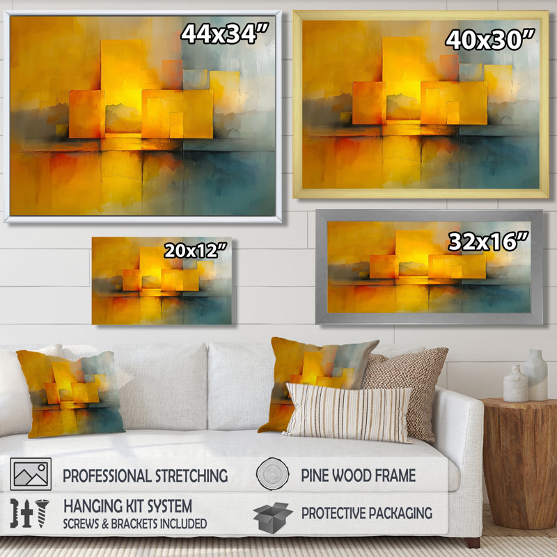 Wendland - Abstract Wall Art, Impression encadrée flottante, H 16 po x l 32 po, Crème, crème