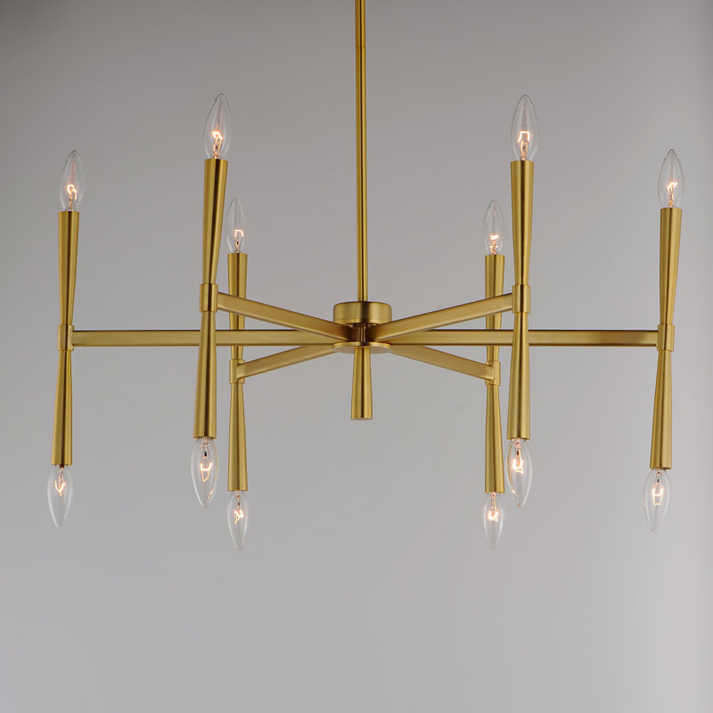 Lustre linéaire moderne unique à 12 lumières Monstair, Laiton satiné
