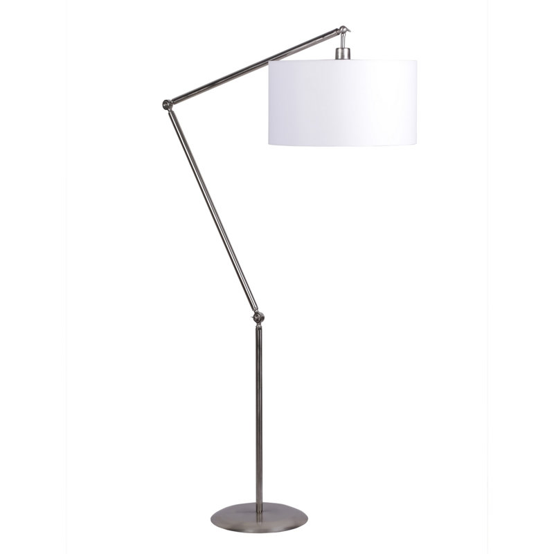 Lampe sur pied à bras pivotant 73 po, Blanc, Chrome