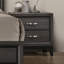 Table de chevet à deux tiroirs gris avec pieds en bois, mobilier de chambre à coucher | Idée de cadeau