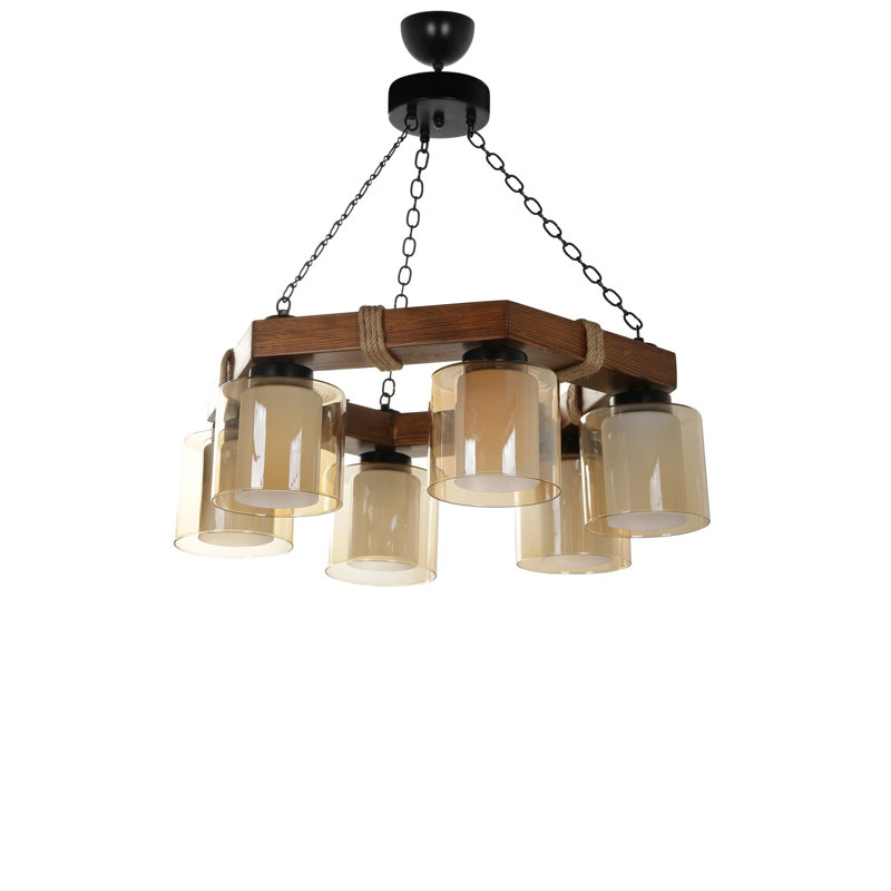 Lustre carré à 6 lumières Bee, Brun foncé