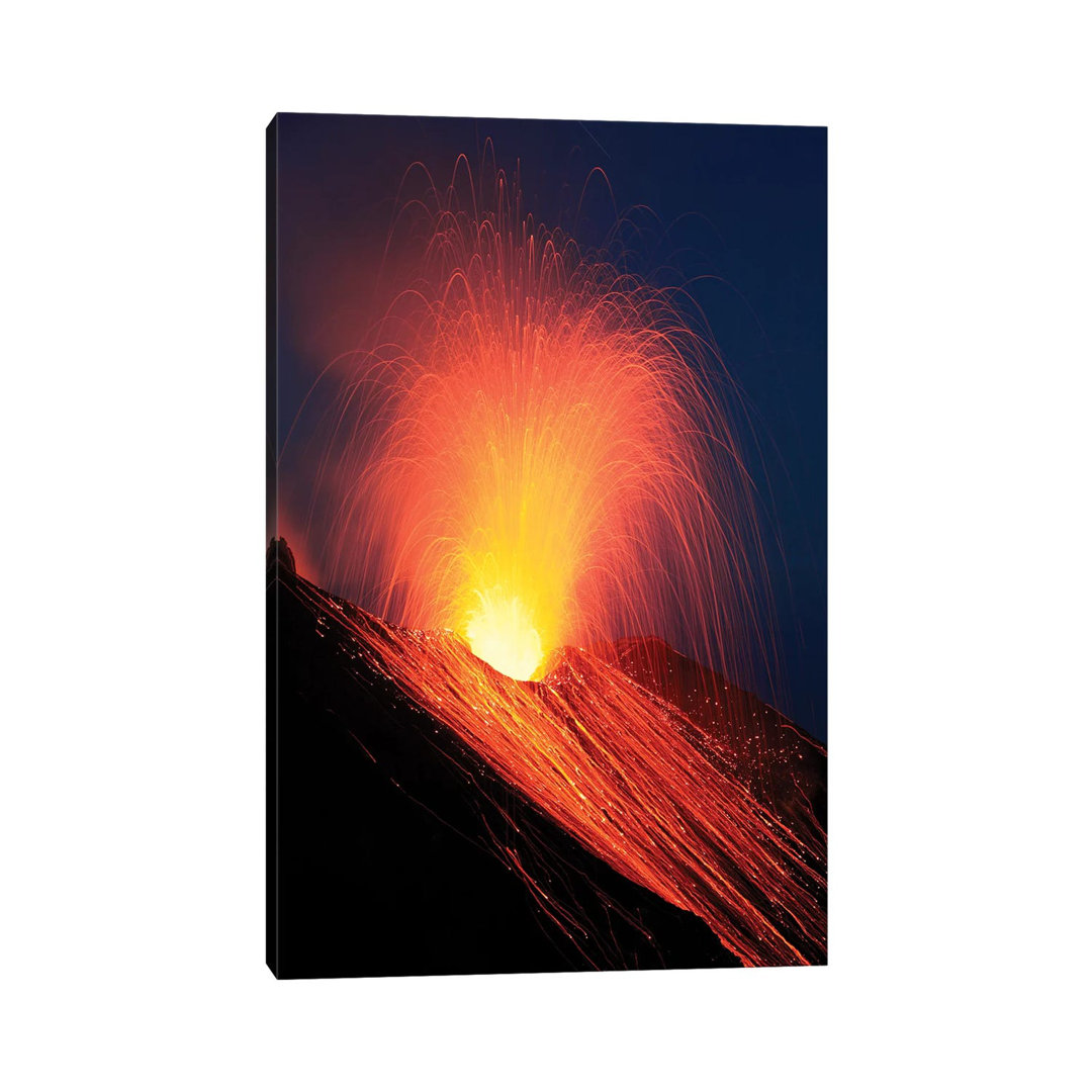 Strombolian Eruption Of Stromboli Volcano, Aeolian Islands by Richard Roscoe - Wrapped Canvas Print