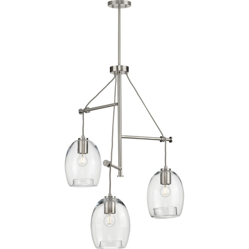 Luminaire suspendu géométrique à 3 lumières Jemaine, Argent