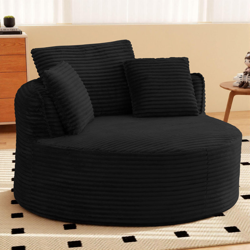 Chaise longue surdimensionnée de 53 po, Noir