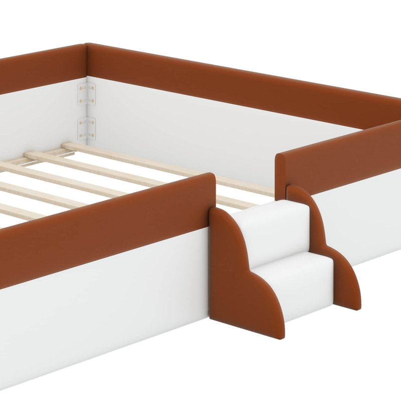 Upholstered Daybed Frame With Fence And Stairs, Queen