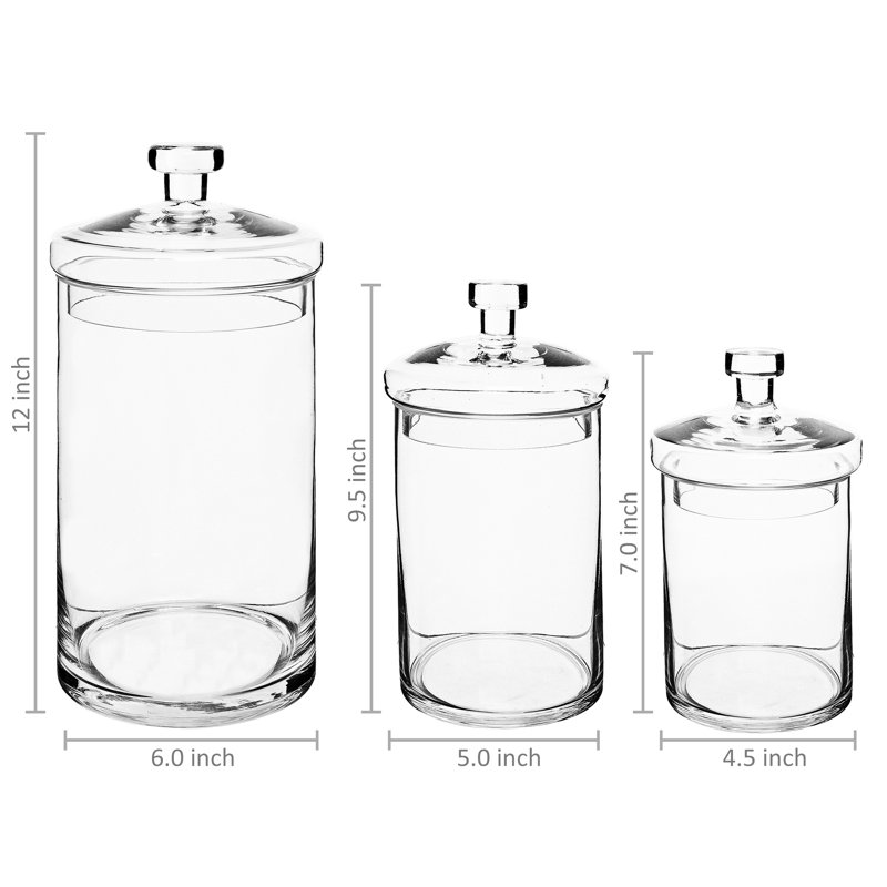 3 Piece Clear Indoor/Outdoor Glass Jar Set
