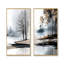 «Gray Winter Landscape By The Lake III - Winter Landscape», ensemble de 2 pièces d'art mural-271939872-271939873