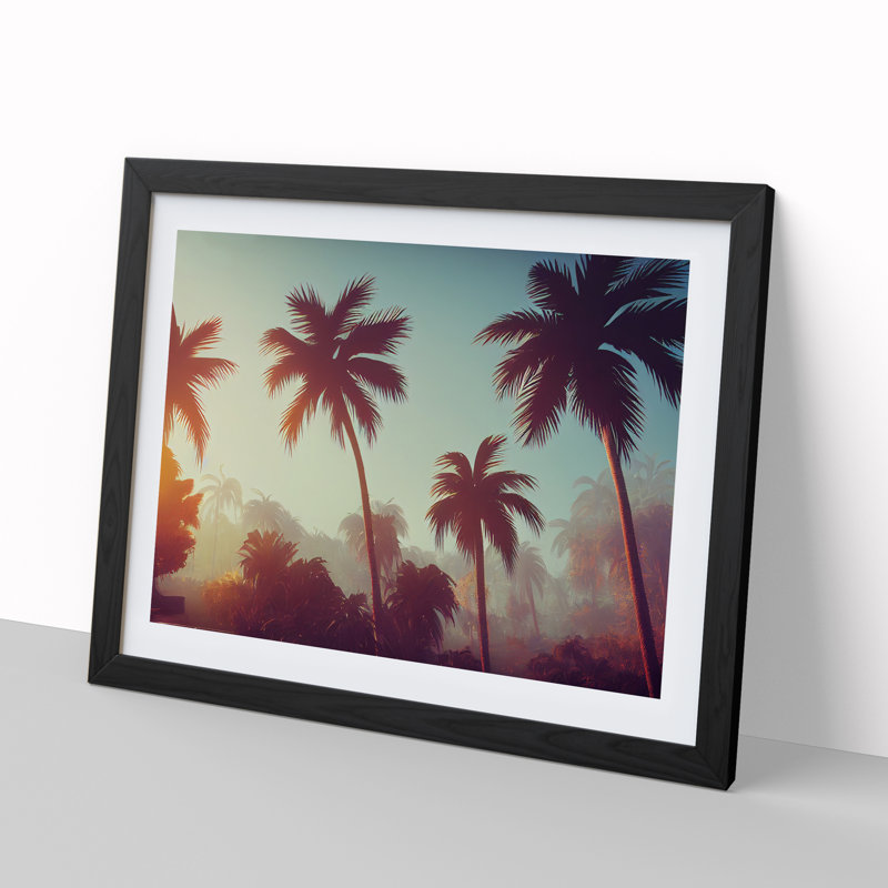 Revered Palm Trees - Single Picture Frame Print, Black Framed, 25cm H x 34cm W x 2cm D