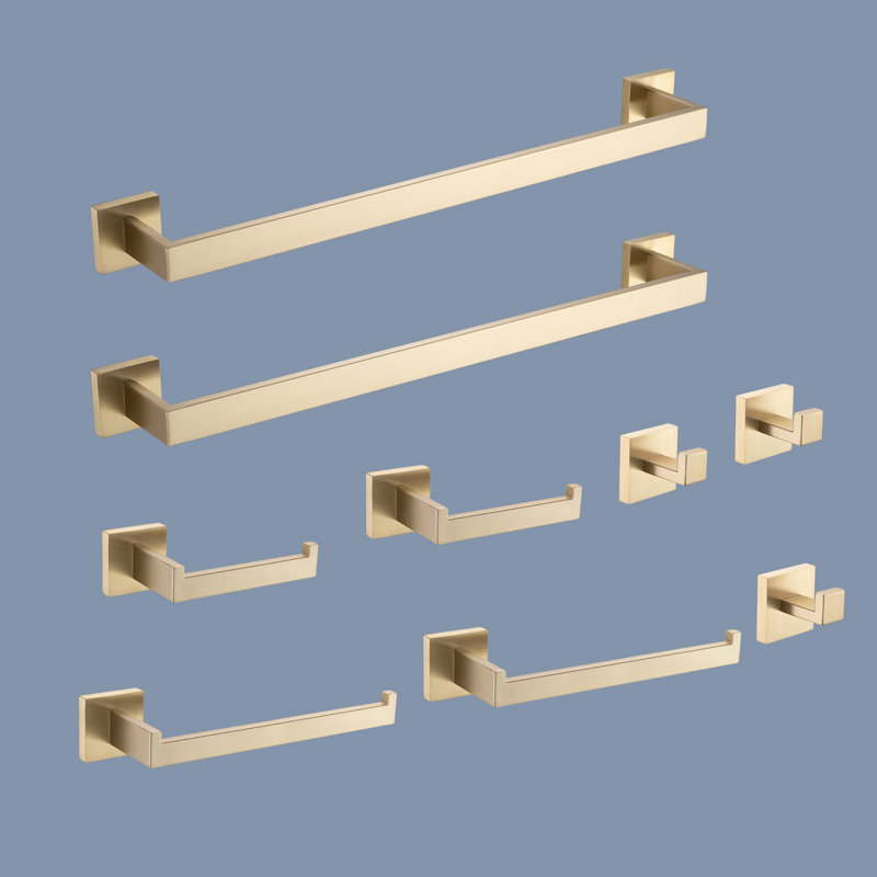 9 - Piece Bathroom Hardware Set, Brushed Gold