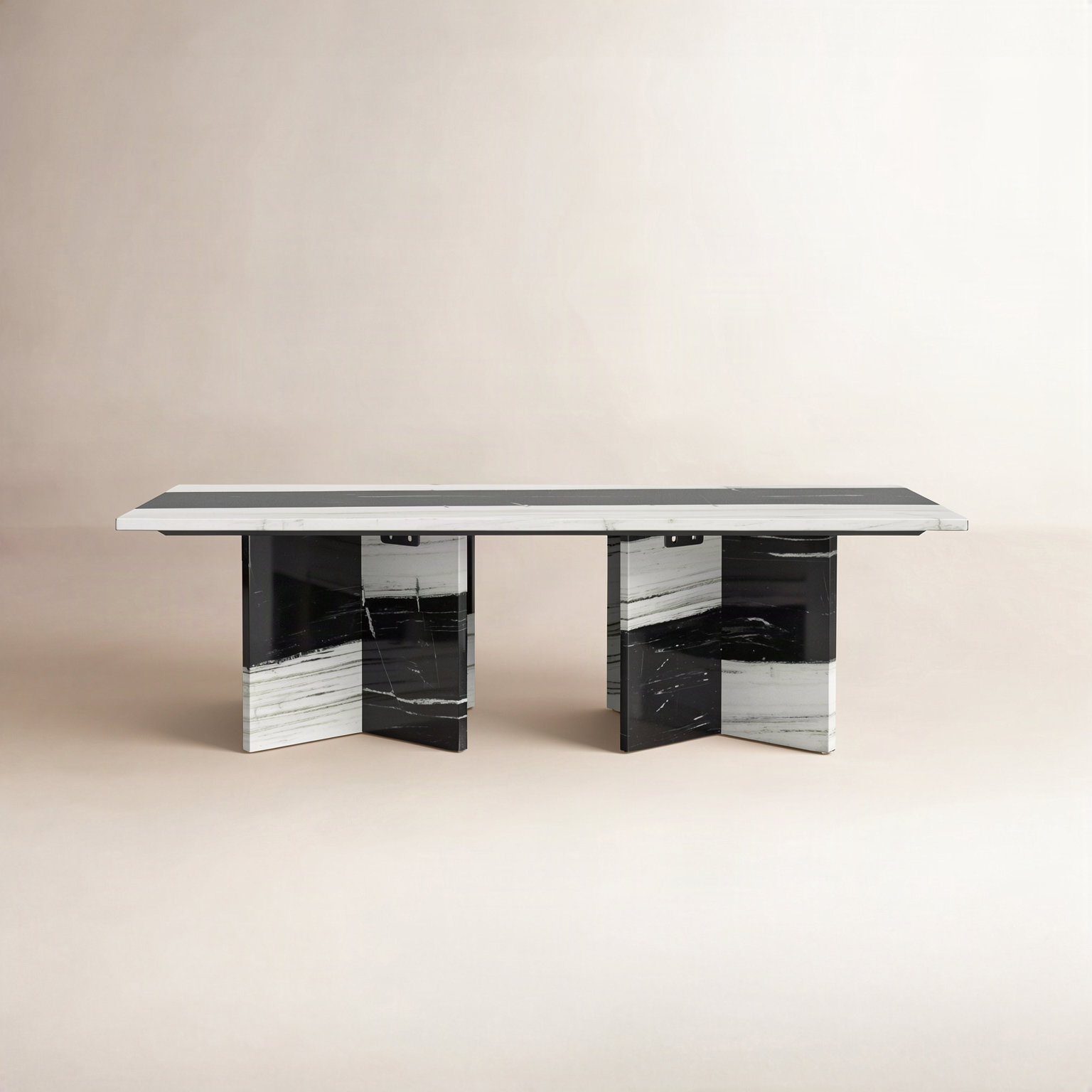 Verona 48" Genuine Marble Coffee Table, Panda Marble