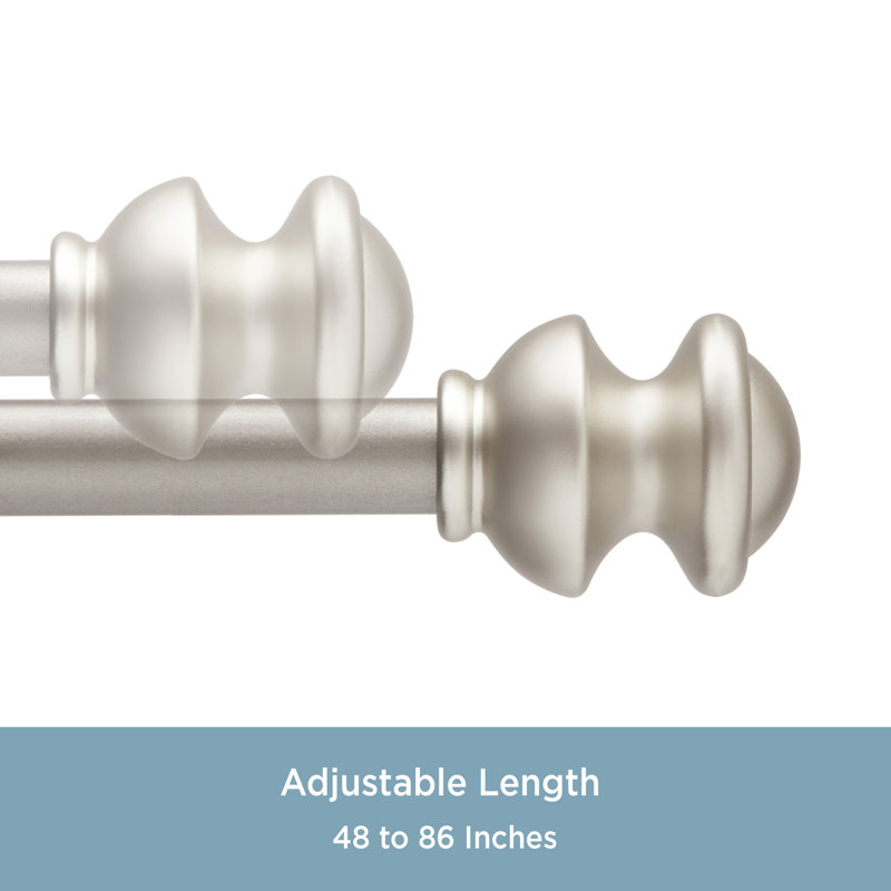 Antique Rust Adjustable Single Curtain Rod with Finials, 28'' - 48''